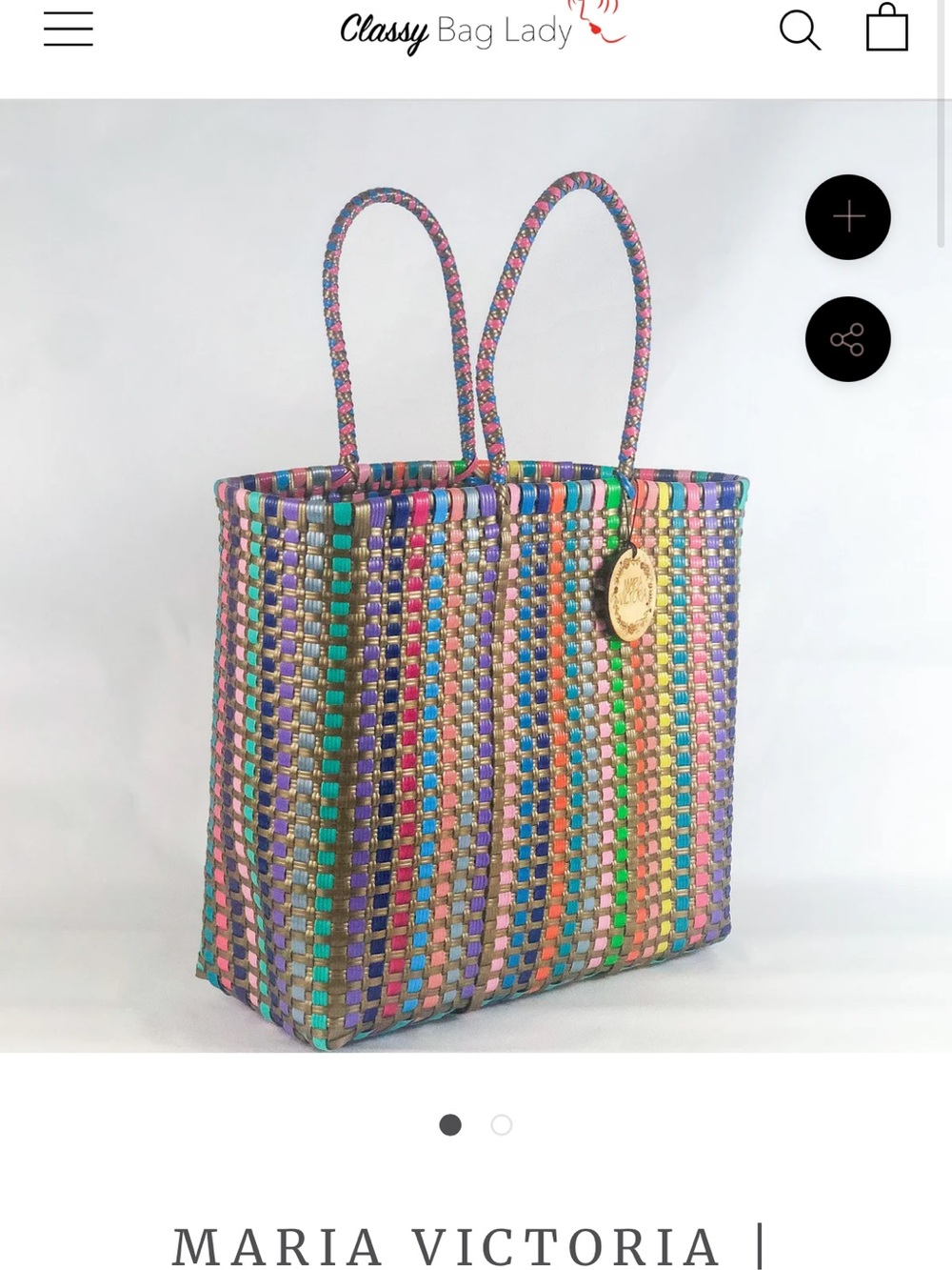 Maria Victoria ORZCO Handwoven Tote Bag  Braided Handle Sz 13.58x7x13 10.5” - Picture 9 of 11